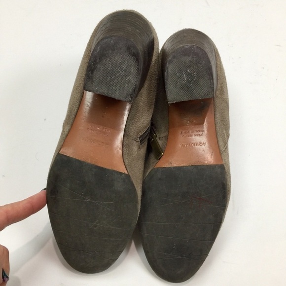 AQUATALIA Suede Tan Taupe Chelsea Side Zip Block Stacked Heel Boots Size 8 - Picture 14 of 14